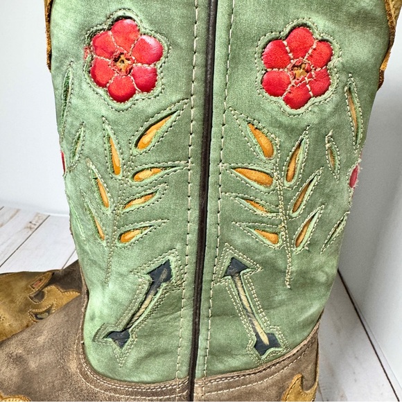 Laredo Womens Miss Kate Size 7.5 Multicolor Suede Cowgirl Western Boots - Picture 8 of 16